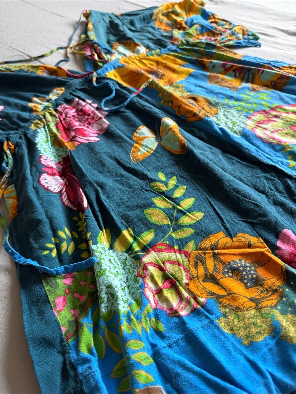 FARM Rio Teal Tunic with Bright Blue, Pink & Yellow Floral Print - Picture 4 of 4